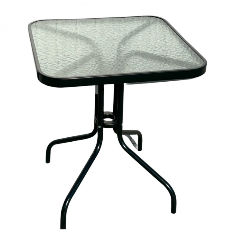 Градинска маса с прозрачно матирано стъкло и 2 стола, 60 х 60 см Градинска маса с прозрачно матирано стъкло и 2 стола, 60 х 60 см