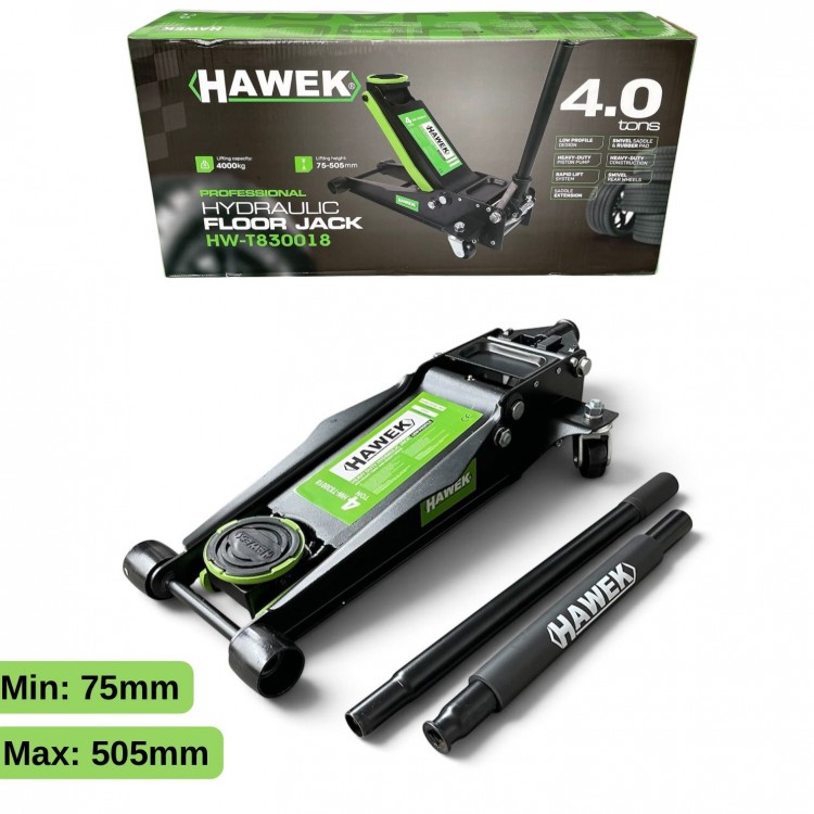 Професионален нископрофилен крик 4 тона с две помпи HAWEK T830018