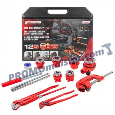 Комплект винторезка с 6 глави 12 части FORCEKRAFT Комплект винторезка с 6 глави 12 части FORCEKRAFT