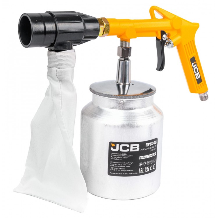 Пневматичен пясъкоструен пистолет JCB, 1л, 4 дюзи Пневматичен пясъкоструен пистолет JCB, 1л, 4 дюзи