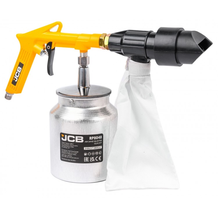 Пневматичен пясъкоструен пистолет JCB, 1л, 4 дюзи Пневматичен пясъкоструен пистолет JCB, 1л, 4 дюзи