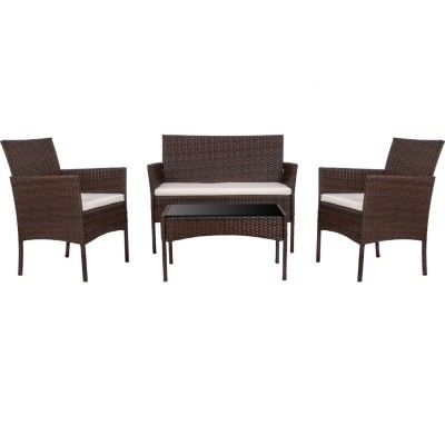 Градински ратанов комплект от 4 части Градински ратанов комплект от 4 части