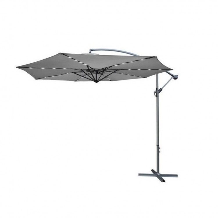 Градински чадър с 8 ребра, LED осветление и UV защита Градински чадър с 8 ребра, LED осветление и UV защита