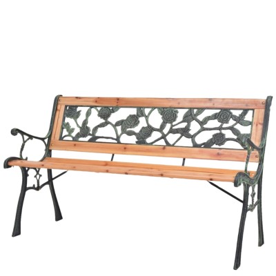 Градинска пейка, дърво и ковано желязо Градинска пейка, дърво и ковано желязо