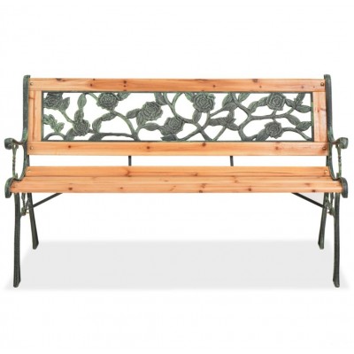 Градинска пейка, дърво и ковано желязо